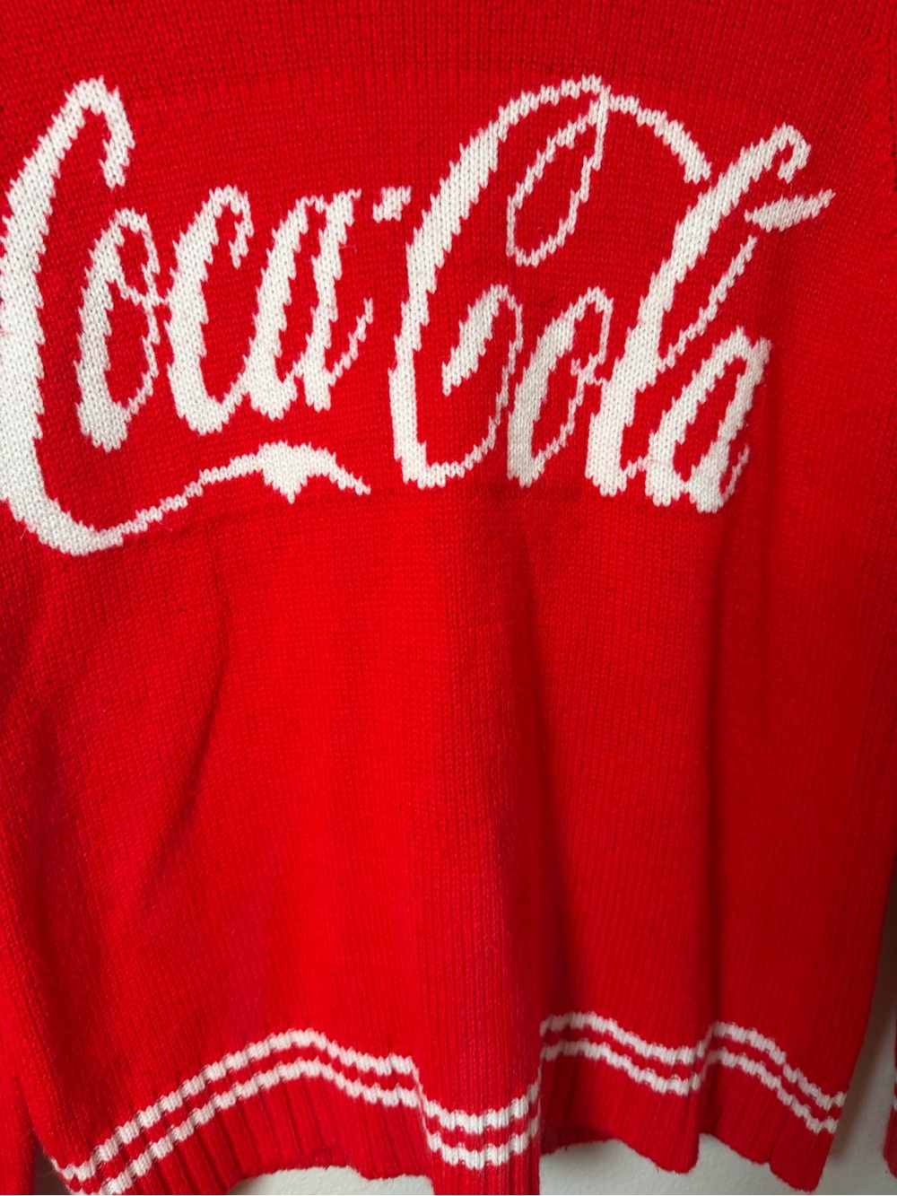 Vintage Coca-Cola Red Knit Sweater Crewneck Pullover Size S - Picture 7 of 8
